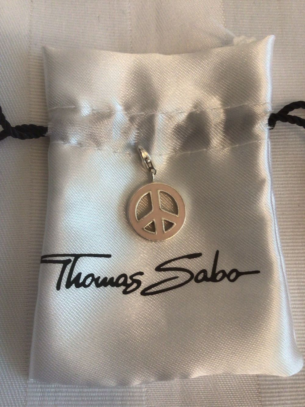Thomas Sabo Sterling Silver and Pink Enamel Peace Sign Charm